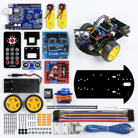 Kit Robot 2WD Éviteur d’Obstacle avec Télécommande Infrarouge (HX1838)